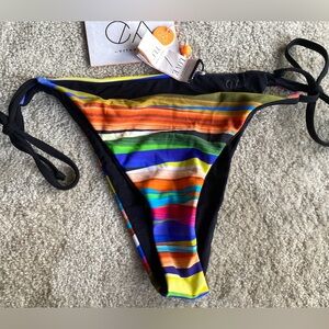 CA by Vitamin A women’s stripped bikini bottoms NWT Large